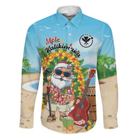 Personalized Hawaii Golf Christmas Family Matching Mermaid Dress and Hawaiian Shirt Mele Kalikimaka Funny Golfer Santa LT01 Dad's Shirt - Long Sleeve Blue - Polynesian Pride