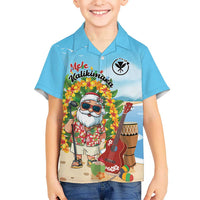 Personalized Hawaii Golf Christmas Family Matching Off Shoulder Maxi Dress and Hawaiian Shirt Mele Kalikimaka Funny Golfer Santa LT01 Son's Shirt Blue - Polynesian Pride