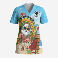 Personalized Hawaii Golf Christmas Scrub Top Mele Kalikimaka Funny Golfer Santa - Polynesian Pride