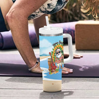 Personalized Hawaii Golf Christmas Tumbler With Handle Mele Kalikimaka Funny Golfer Santa - Polynesian Pride