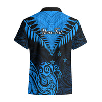 Personalised New Zealand Hawaiian Shirt Aotearoa Blue Maori Kiwi Blue Fern LT01 - Polynesian Pride