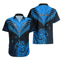 Personalised New Zealand Hawaiian Shirt Aotearoa Blue Maori Kiwi Blue Fern LT01 - Polynesian Pride