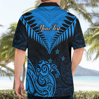 Personalised New Zealand Hawaiian Shirt Aotearoa Blue Maori Kiwi Blue Fern LT01 - Polynesian Pride