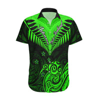 Personalised New Zealand Hawaiian Shirt Aotearoa Maori Kiwi Green Fern LT01 Green - Polynesian Pride