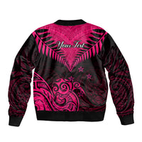 Personalised Aotearoa Bomber Jacket Maori Kiwi Pink Fern LT01 - Polynesian Pride