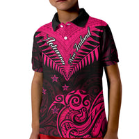 Personalised Aotearoa Kid Polo Shirt Maori Kiwi Pink Fern LT01 Kid Pink - Polynesian Pride