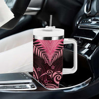 Aotearoa Tumbler With Handle Maori Kiwi Pink Fern
