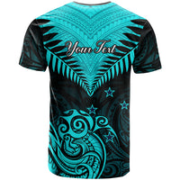Personalised Aotearoa T Shirt Maori Kiwi Turquoise Fern LT01 - Polynesian Pride