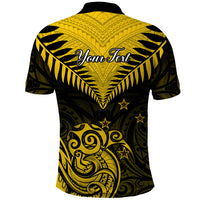 Personalised Aotearoa Polo Shirt Maori Kiwi Yellow Fern LT01 - Polynesian Pride