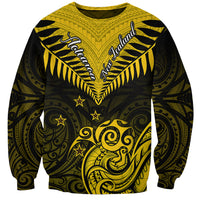 Personalised Aotearoa Sweatshirt Maori Kiwi Yellow Fern LT01 Unisex Yellow - Polynesian Pride