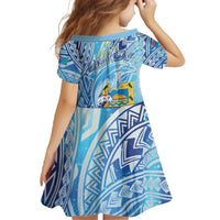 Tuvalu mo te Atua Family Matching Off The Shoulder Long Sleeve Dress and Hawaiian Shirt Tuvalu Dolphin Polynesian Pattern