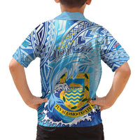 Tuvalu mo te Atua Family Matching Tank Maxi Dress and Hawaiian Shirt Tuvalu Dolphin Polynesian Pattern LT01 - Polynesian Pride