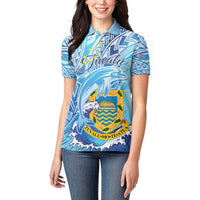 Tuvalu mo te Atua Women Polo Shirt Tuvalu Dolphin Polynesian Pattern