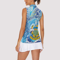 Tuvalu mo te Atua Women Sleeveless Polo Shirt Tuvalu Dolphin Polynesian Pattern