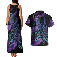 In September We Wear Teal And Purple Couples Matching Tank Maxi Dress and Hawaiian Shirt Magic Ribbon Semicolon