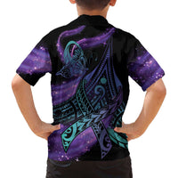 In September We Wear Teal And Purple Family Matching Off Shoulder Short Dress and Hawaiian Shirt Magic Ribbon Semicolon