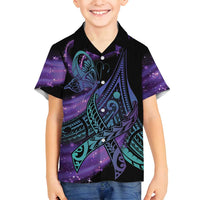 In September We Wear Teal And Purple Family Matching Tank Maxi Dress and Hawaiian Shirt Magic Ribbon Semicolon