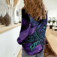 In September We Wear Teal And Purple Women Casual Shirt Magic Ribbon Semicolon