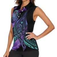 In September We Wear Teal And Purple Women Sleeveless Polo Shirt Magic Ribbon Semicolon