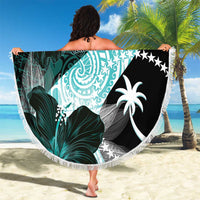 Chuuk Constitution Day Beach Blanket Hibiscus Turquoise Pattern