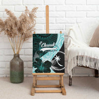 Chuuk Constitution Day Canvas Wall Art Hibiscus Turquoise Pattern LT01 - Polynesian Pride