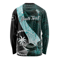 Chuuk Constitution Day Long Sleeve Shirt Hibiscus Turquoise Pattern LT01 - Polynesian Pride