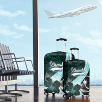 Chuuk Constitution Day Luggage Cover Hibiscus Turquoise Pattern LT01 - Polynesian Pride
