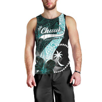 Chuuk Constitution Day Men Tank Top Hibiscus Turquoise Pattern LT01 - Polynesian Pride