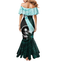 Chuuk Constitution Day Mermaid Dress Hibiscus Turquoise Pattern LT01 - Polynesian Pride