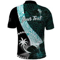 Chuuk Constitution Day Polo Shirt Hibiscus Turquoise Pattern LT01 - Polynesian Pride