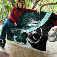 Chuuk Constitution Day Quilt Hibiscus Turquoise Pattern LT01 - Polynesian Pride