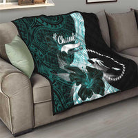 Chuuk Constitution Day Quilt Hibiscus Turquoise Pattern LT01 - Polynesian Pride