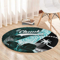 Chuuk Constitution Day Round Carpet Hibiscus Turquoise Pattern LT01 - Polynesian Pride