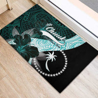 Chuuk Constitution Day Rubber Doormat Hibiscus Turquoise Pattern LT01 - Polynesian Pride