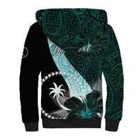 Chuuk Constitution Day Sherpa Hoodie Hibiscus Turquoise Pattern LT01 - Polynesian Pride