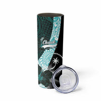 Chuuk Constitution Day Skinny Tumbler Hibiscus Turquoise Pattern LT01 - Polynesian Pride