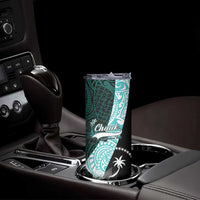 Chuuk Constitution Day Skinny Tumbler Hibiscus Turquoise Pattern LT01 - Polynesian Pride