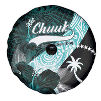 Chuuk Constitution Day Spare Tire Cover Hibiscus Turquoise Pattern LT01 - Polynesian Pride