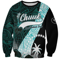 Chuuk Constitution Day Sweatshirt Hibiscus Turquoise Pattern LT01 Unisex Turquoise - Polynesian Pride