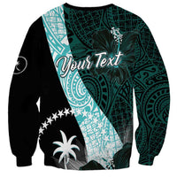 Chuuk Constitution Day Sweatshirt Hibiscus Turquoise Pattern LT01 - Polynesian Pride