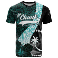 Chuuk Constitution Day T Shirt Hibiscus Turquoise Pattern LT01 Turquoise - Polynesian Pride
