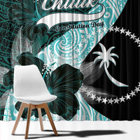 Chuuk Constitution Day Window Curtain Hibiscus Turquoise Pattern LT01 - Polynesian Pride