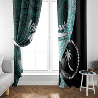 Chuuk Constitution Day Window Curtain Hibiscus Turquoise Pattern LT01 - Polynesian Pride