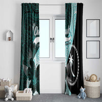 Chuuk Constitution Day Window Curtain Hibiscus Turquoise Pattern LT01 - Polynesian Pride