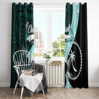 Chuuk Constitution Day Window Curtain Hibiscus Turquoise Pattern LT01 - Polynesian Pride