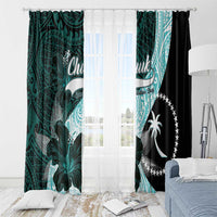 Chuuk Constitution Day Window Curtain Hibiscus Turquoise Pattern LT01 - Polynesian Pride