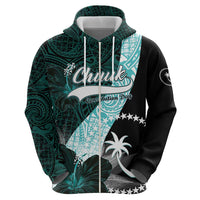 Chuuk Constitution Day Zip Hoodie Hibiscus Turquoise Pattern LT01 - Polynesian Pride