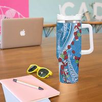 Fiji Tagimaucia Floral Tumbler With Handle Tapa Pattern