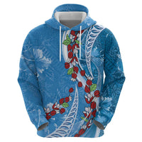 Fiji Tagimaucia Floral Zip Hoodie Tapa Pattern LT01 - Polynesian Pride