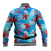 Hawaii Christmas Baseball Jacket Santa Claus Surfing Kakau Tropical Style LT01 - Polynesian Pride